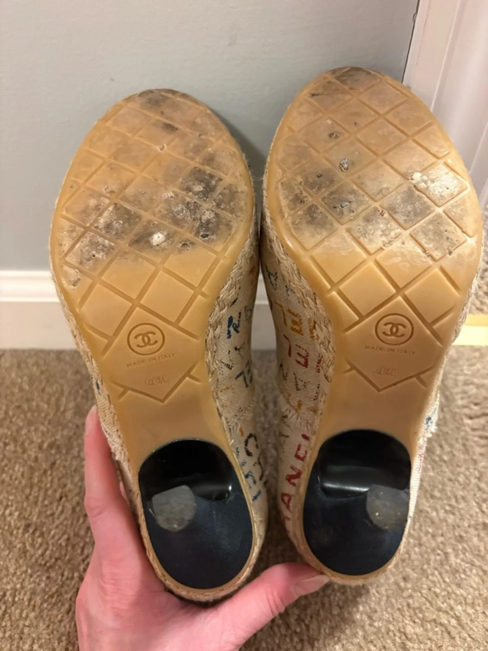 CHANEL Multicolor Graffiti Logo Espadrille with Cap Toe - Picture 8 of 12